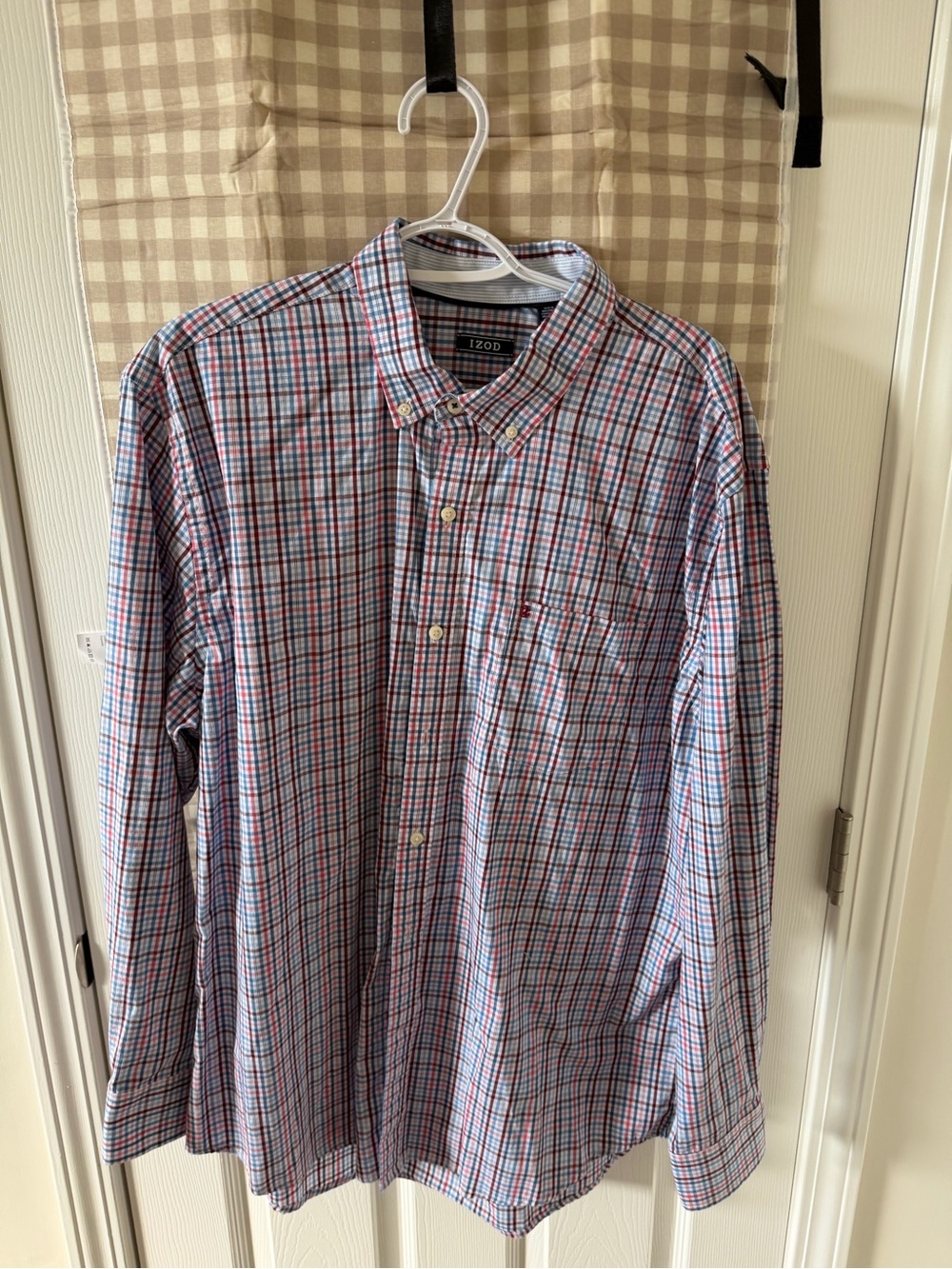 Izod Blue and Red Plaid Button-Down Shirt
